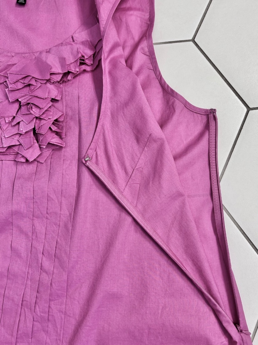 Madison Raspberry Sleeveless Ruffle Neck Blouse, Size XL - Picture 5 of 6